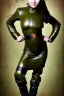 Placeholder: Russian military girl. Army green surfaces body, latex. Steam-punk. Old-fashioned cameras integrated to head. Metallic speakers on ears, Perfect body, thick thighs and calves. simple face. Wide hip, skirt bleats nicely. Asa Akira. Partly symmetrical. Straitjacket. Rusty and decayed background. Steam-plunge air-bottles. Euclidean 3D-tiling walls. 5th dimensional surface structures. Oppressive atmospher