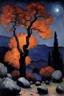 Placeholder: Night, rocks, trees, mountains, claude monet impressionism paintings