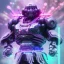 Placeholder: A portrait of a crystalised robot samurai with yakuza tatu, atmospheric, realistic, unreal engine cosmic galactic, cinematic lighting, octane render, transparent,indigo neon light, cosmic ambiance, masterpiece, art by Yoji Shinkawa, composing fit inside