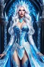 Placeholder: Full body de hermosa y malvada reina del hielo, pelo blanco, ojos azules luminosos, vestimenta intrincada, hiperdetallada, calidad ultra, increíble obra de arte, full body, piernas completas, pies completos