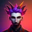 Placeholder: discord profile picture of man with short black hair with red streaks, with purple dragon horns on top of his head, looking mischievous