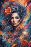 Placeholder: Generate a captivating digital artwork where a vivid explosion of images on a canvas bursts forth, weaving together elements of a woman, demons, tattoos, flowers, and stormy hues. Capture the essence of dynamic creativity in this abstract masterpiece."