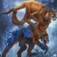 Placeholder: A Fantasy painting of an angry cougar in full blue and white armor, Inka jungle background, Blue fire coming out, highly detailed, digital painting, Artstation, concept art, matte, sharp focus, illustration, dramatic, art by artgerm and greg rutkowski and alphonse mucha