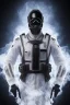 Placeholder: All Black Russian soldier, wearing high tech mask, white smoke, dark, rage, sorrow, high definition, ultra 8 k, volumetric lighting, blue fire, fog