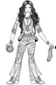 Placeholder: Outline art for coloring page OF 1960'S HIPPIE WOMEN'S PANTS ONLY, coloring page, white background, Sketch style, only use outline, clean line art, white background, no shadows, no shading, no color, clear