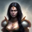 Placeholder: fantasy setting, dark-skinned woman, indian, green and black hair