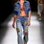 Placeholder: latin model catwalk wearing cargo jeans with patch embroidered