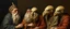 Placeholder: master oil painting by Rembrandt realistic rendering Portrait of the Apkallu sages who were sent by the god Ea to teach civilization to humanity before the flood. They were depicted as half-human and half-fish or bird, and were associated with wisdom, magic, and culture.