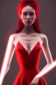 Placeholder: Adorable woman in red gown volumetric light ray in haze but cheater