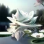 Placeholder: House by the lake water plants and flowers Zaha Hadid style white ink art creamy glasses creative 8k