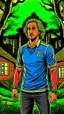 Placeholder: Diego Forlan Football soccer player posing. Dark detective comic. Paranormal house woods.