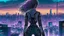 Placeholder: Clear Focus, High resolution, Beautiful girl standing backwards to a Cyberpunk skyline, comic style