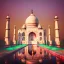 Placeholder: The Taj Mahal, Hindistan, sunset, fantasy art, flying birds, springs, waterfall