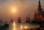 Placeholder: a medieval town by the sea at sunset by artist "Ivan Constantinovich Aivazovsky"