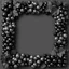 Placeholder: A square frame made with bunches of grapes and raisins in a black and white theme