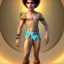 Placeholder: beautiful 12 year old arabic boy with curly hair and light blue eyes dressed in short transparent loincloth