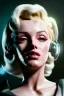 Placeholder: Ultra Realistic image, portrait, blonde woman, sweet Marylin Monroe face, perfect iris, glow eyes, makeup. Retro sci-fi style, helmet, latex coat, fog, rain, soft color, highly detailed, unreal engine 5, ray tracing, RTX, lumen lighting, ultra detail, volumetric lighting, 3d, finely drawn, high definition, high resolution.