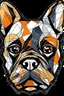 Placeholder: French bulldog face geometric cartoon