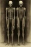 Placeholder: The full body of two fat old men , a thin line draw ، the 2 vast with two heads , front view camera, decayed and rotting with grotesque proportions and imagery. surreal horror, biomechanical design, by hr giger and beksinski , fine lines draw