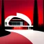 Placeholder: Draw an lineal illustration of a red and white country house, oval and round shapes, modern, minimalist style, ultra quality, detailed, Zaha Hadid style, Zaha Hadid style