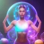 Placeholder: swirl, upper body of young female yoga master holding up a glass shield, power surge , maze background , levitated lab equipment, 4k, Highly Detailed, Masterpiece, perfect eyes, Digital Illustration, Cinematic Lighting, Realistic, Sharp Focus, Centered, Beautifully Lit, Bioluminescent by Stanley Artgerm Lau