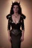 Placeholder: Young Sandra Bullock as evil queen in black leather gown, angry, busty, curvey, cleavage, unreal 5, octane render,cinema4d, dynamic lighting, dramatic lighting, 4k, redshift render, highly detailed, hyper realistic