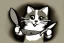 Placeholder: Cat smiling with a bloody knife. Illustration.