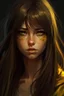 Placeholder: fais un portrait d'une fille aux cheveux longs avec une frange, d'1m58, avec un visage déterminé, des yeux marrons qui tombe un peu, la peau un peu jaune, dessiné comme l'attaque des titans