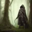 Placeholder: Male, Dark hair, Digital Art, Archer, Hooded Cloak, Dark Forrest background