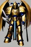 Placeholder: warhammer, space marine, lost legion, dragon legion, dragon warrior, fan art, dragon armor, dragon helmet, golden armor, armor with scale, second legion emblem, helmet details, bolter.jpeg