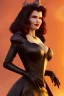 Placeholder: Geena Davis as evil queen in black leather, leather, busty, cleavage, angry, rage, stern look. character design by cory loftis, fenghua zhong, ryohei hase, ismail inceoglu and ruan jia. unreal engine 5, artistic lighting, highly detailed, photorealistic, fantasy