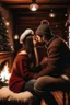 Placeholder: Cozy Christmas scene couple kissing