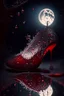 Placeholder: dark fantasy, intricate cover, a whimsical fairytale, translucent shoe made of moonlit glass with drops of crimson blood underneath