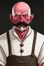 Placeholder: bald innkeeper with white dirty apron and moustache