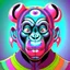 Placeholder: Mojojojo chimpanzee alien hybrid villain, expportrayed digital illustration of cartoonist animation style, 90s cartoon animation, hand drawn, lisa frank coart gross art, pop punk, 90s anime inspired, airbrushing, post modern, horror cut, gradient chrome abberations, retro weird drawings