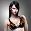 Placeholder: black hair lady model bra with tiger