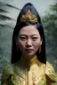 Placeholder: Thailand girl head portrait, warrior costume, village, meditation, woods, cyberpunk, 8k quality