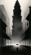Placeholder: Dark street night figure fog odd Yves Tanguy spooky