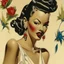 Placeholder: Billie holiday as pin up in the style of Alberto Vargas