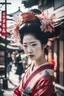 Placeholder: a geisha in the town of tokyo with a sunshine