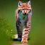 Placeholder: lynx cat with golden fur traveling a lonely path