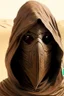 Placeholder: wizard mask light brown hood desert armor smoke knight scimitar warrior