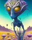 Placeholder: an ethereal alien creature with three eyes, with several extra limbs and slender composition, is i transitioning wild landscape full of flowers , highly polished, chrome airbrush style, dreamlike composition, color penciling color palette, surrealistic retro-futurism, fantasy, vintage scifi, psychedelic aesthetic, Camilla d'errica, pop surrealism, highly detailed, arthur lismet, artstation, 1960s psychedelic drawing, smooth