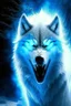 Placeholder: demonic winter white gagantuan wolf beast angry glowing eyes breathing ice blue fire