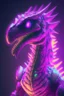 Placeholder: Rainbow dinosaur humanoid alien,GLOWING, PURPLE, pink, 4K, 8K, CINEMATIC