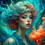 Placeholder: Pauline Cassidy, Catherine Able, Tara McPherson, hdr, Catherine Weltz-Stein. Josephine Wall. Megan Duncanson. beautiful. 4K 3D. Very cute, the girl's hair develops and turns into smoke, impressionism, fluff, transparent, haze, fog, volumetric light and shadows, glare