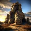 Placeholder: imposing stone giant in the wind in castle in the desert in evening, photo-realistic, shot on Hasselblad h6d-400c, zeiss prime lens, bokeh like f/0.8, tilt-shift lens 8k, high detail, smooth render, down-light, unreal engine, downlight