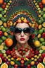 Placeholder: Photography Facing front Face women in fruits Fractals Psychedelic