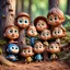 Placeholder: little Cute Figures lives in the Wood, with cute faces, pixar, disney style