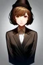 Placeholder: [[extreme stunning photorealistic anime girl Oppenheimer J. Robert]] :: [[photorealistic brown eyes, brown short hair, head and shoulders portrait, grey background colors, neutral expression, wearing black and grey business suit, mobster hat, 8k resolution photorealistic portrait by Yoshiyuki Sadamoto, Kentaro Miura, Naoki Urasawa, lighting, hyperdetailed, intricately detailed]]